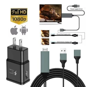 For iPhone 14 13 12 11 8 7 iPad HDMI Mirroring AV Cable Phone to TV HDTV Adapter - Picture 1 of 13