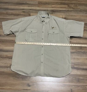 Columbia PFG Mens Short Sleeve Button Shirt FlyFishing Logo Outdoor Tan Khaki - Picture 1 of 6