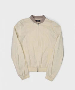 Theory Jacket Womens S Linen Blend Bomber Lightweight Ivory Baharah Full Zip - Picture 1 of 9
