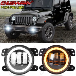 Pour JEEP WRANGLER 2010-2017 Paire 4\" Pouces Rond LED Pare-chocs Antibrouillard Lampe DRL - Photo 1/11