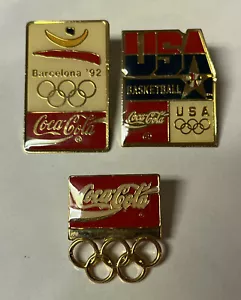 Pin Olímpico de Baloncesto ~ 1992 Barcelona Coca-Cola ~ Patrocinador de Coca-Cola ~ Lote de 3 - Imagen 1 de 7