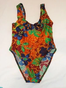 NUEVO SIN ETIQUETAS ITALIA 46 UK 14? US 12 VERDE NARANJA AZUL MARRÓN TRAJE DE BAÑO ESPALDA BAJA - Imagen 1 de 3