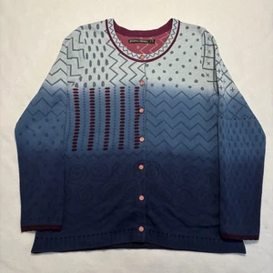 Gudrun Sjoden Strickjacke Damen Small Blau Zweifarbig Mehrfarbig Baumwolle Geometrisch - Bild 1 von 7