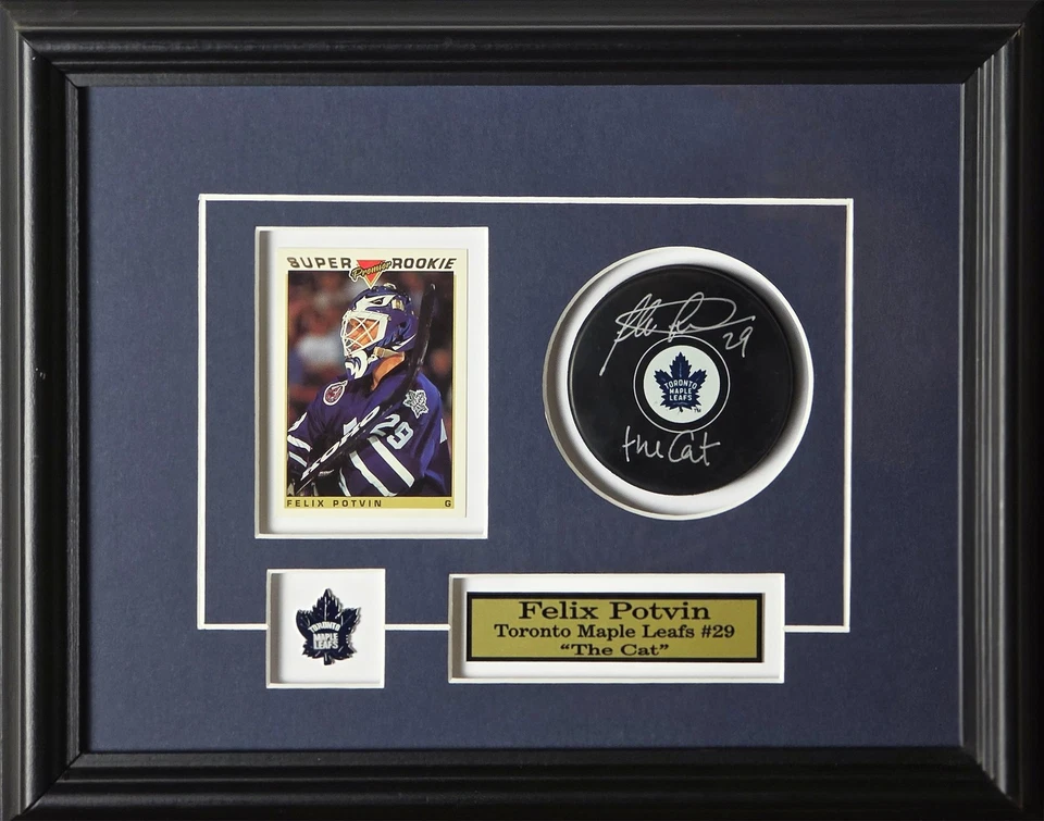 Felix Potvin Toronto Maple Leafs Signed Puck with Card Memorabilia Frame — 第 1/1 张图片