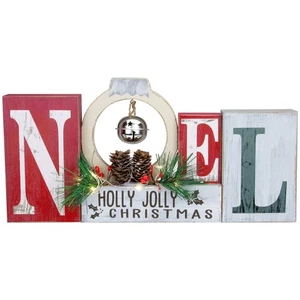 Northlight 13" LED beleuchtetes Noel Holly lustiges Weihnachtsschild mit Jingle Bell - Bild 1 von 5