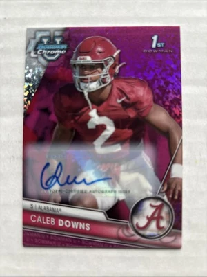 2023 Bowman Univ. Chrome Auto Caleb Downs #49 Fuchsia Mini-Diamond /150  - Image 1 of 2