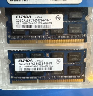 Elpida RAM 4GB Kit (2x4GB) DDR3 1600 Notebook Memory EBJ21UE8BDS0-AE-F NEW - Image 1 of 3