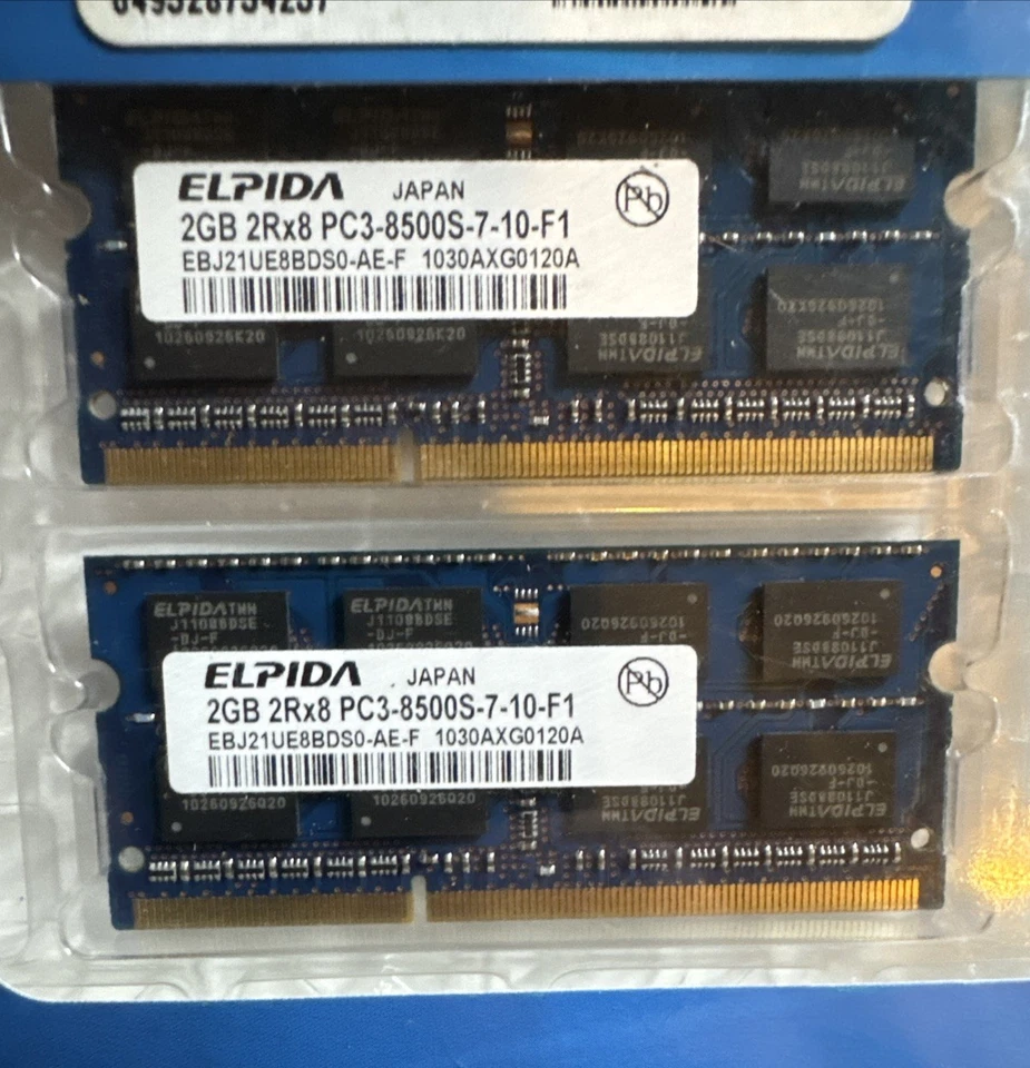 Elpida RAM 4GB Kit (2x4GB) DDR3 1600 Notebook Memory EBJ21UE8BDS0-AE-F NEW - Image 1 of 3