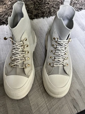 Modischer Sock Sneaker, Gr 39, Hellgrau-Weiss - Bild 1 von 4