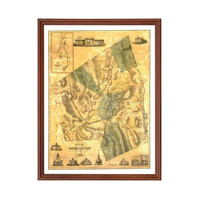 Old Map of Worcester County, MA 1833 - Vintage Massachusetts - Image 1 of 4