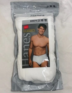 NEW 2006 Hanes Classics Briefs Underwear Full Cut Mens Size 36 White 3-Pack - Picture 1 of 6