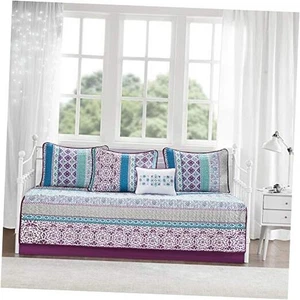  Joni Cozy Daybed Cover Set - Casual Boho Pieced 75"W x 39"L Joni Purple - Picture 1 of 7