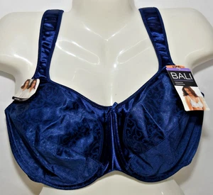 Bali Satin Tracings Navy Blue Minimizer Underwire Bra 42DD 42 DD #3562 - Bild 1 von 10
