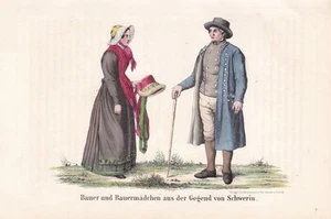 Schwerin Traje Tradicional Mecklenburg-Vorpommern Litografía Lisch - Imagen 1 de 1