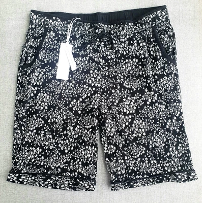 BNWT Sussan sz S long pyjama shorts pockets stretch cotton blend black white - image 1 of 4