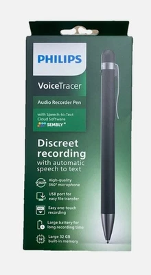 Philips VoiceTracer DVT1600, 32MB Recording Pen with Sembly Speech-to-Text Softw - Image 1 of 2