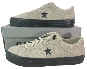 Converse One Star Pro Ox Low Top White Suede EGRET BLACK A04609C Men's 12 - Picture 1 of 8