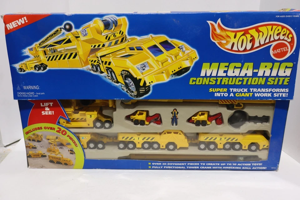 1996 Sealed Mattel Hot Wheels Mega-Rig Construction Site Super Truck CAT Playset - Image 1 of 4