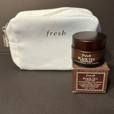 Fresh BLACK TEA ADVANCED Age Renewal EYE CREAM 15 ml .5 oz w/BONUS Cosmetic Bag - Image 1 of 4