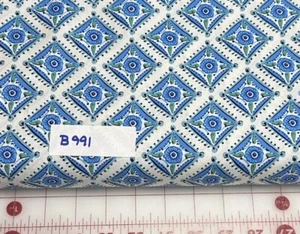 “Tuli” Blue Floral Tiles Clothworks Cotton Quilt Craft Fabric Half Yard - Picture 1 of 3