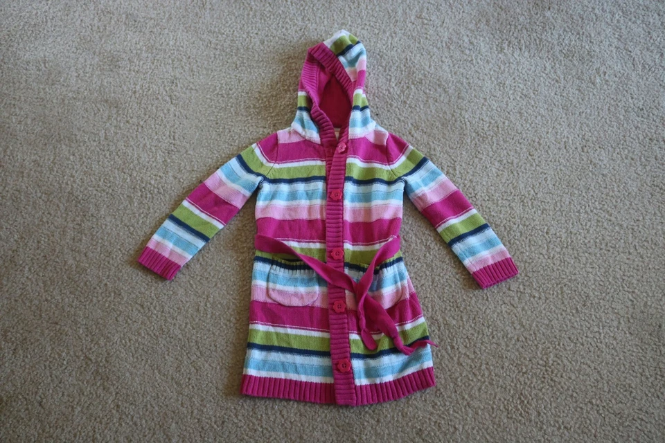 Gymboree Girl's Striped Sweatshirt Button Front Belted Cotton Blend Multicolor - Image 1 of 4