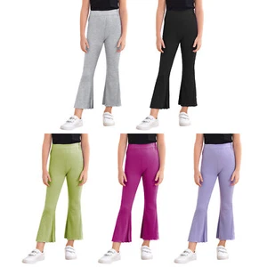 Kids Girls Bell Bottoms Elastic Waistband Sweatpants Casual Trousers Gymnastics - Picture 1 of 43