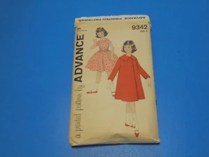 Vintage 1960s Advance Sewing Pattern 9342 Girls Coat & Dress Size 8 - Picture 1 of 3