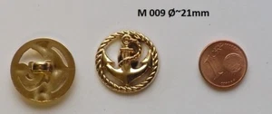 10 x Goldfarbener Ösenknöpfe mit Anker Motiv Ø 21mm - Bild 1 von 1