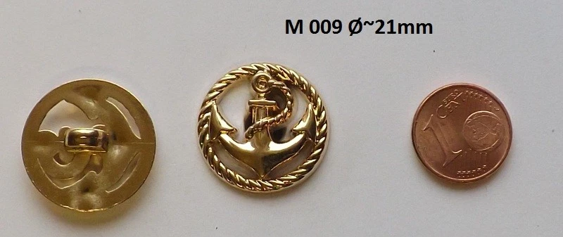 10 x Goldfarbener Ösenknöpfe mit Anker Motiv Ø 21mm - Bild 1 von 1
