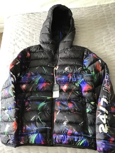 NWT Next Childs unisex black multi Puffer Jacket age 11 - Picture 1 of 9