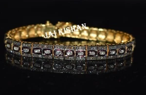 Natural Polki Pave Diamond 925 Sterling Silver Victorian Bracelet Women Jewelry - Picture 1 of 10