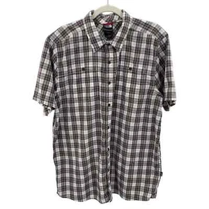The North Face Button Front Camp Shirt Mens XL White Gray Plaid Cotton Blend - Picture 1 of 6