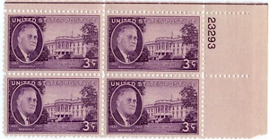 Scott #932 FDR Plate Block of 4 Stamps - MNH P#23293 - Picture 1 of 2