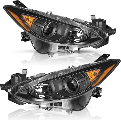 PARA 14-16 MAZDA 3 PARES CARCASA NEGRA ÁMBAR ESQUINA PROYECTOR FARO FARO Foto 1 de 4