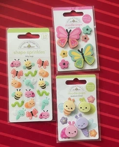 #D88 SHAPE SPRINKLES BUTTERFLY & BUGS DOODLE-POPS 3D STICKERS - Picture 1 of 2