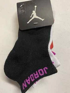 Air JORDAN Kids 3-Pack Jordan Basketball Low Cut Socks Pink/Black/White 3Y-5Y - Picture 1 of 3