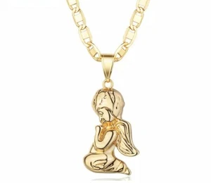 18k Lagenlook Echt Gold gefüllt Gucci Kette mit Engel Charm 24 Zoll  - Bild 1 von 3