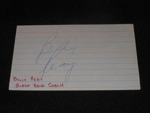 Chicago Blackhawks Billy Reay (d.04) Signed 3x5 Autograph Index Card JSA COA 714 - Picture 1 of 1