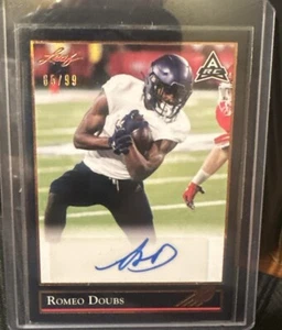 Romeo Doubs 2021 Leaf Memories novato automático #85/99 Nevada Green Bay Packers ARC - Imagen 1 de 2
