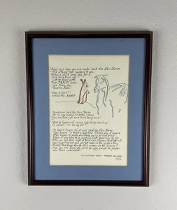 Vintage 1980 Framed The Velveteen Rabbit Calligraphy Art By Janet W Casey 12x15” - Picture 1 of 7
