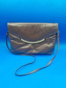 ETIENNE AIGNER LEATHER SHOULDER BAG/CLUTCH - Rusty Brown Leather w/Brass Trim - Picture 1 of 10