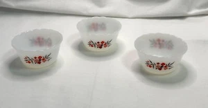 Fire King Milchglas Primel 424 6 Unzen überbackener Pudding kleine Tassen Auflaufförmchen Vintage - Bild 1 von 13