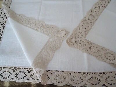 Tischdecke creme Häkelrand 120x140 cm - Bild 1 von 4