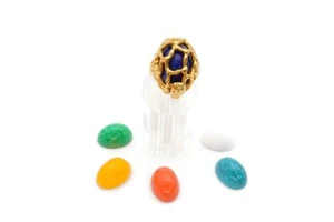Vintage Crown Trifari Ring Gold Tone Interchangeable Cabochon Size 5.5 - Picture 1 of 11
