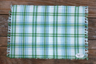 Park Designs Placemats Set of 4 Cool Breeze Blue White Green Plaid Split-P - Image 1 of 4