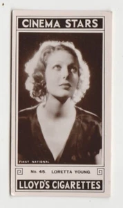 Loretta Young 1935 Lloyd or Lloyd's Cinema Stars Tobacco Card #45 Film Star - Picture 1 of 2