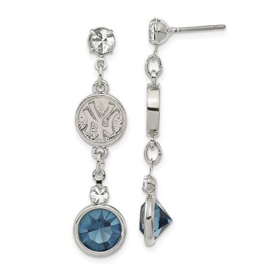 Pendientes New York Yankees tono plata azul y cristal transparente YAN065ER-CR $55,90 Foto 1 de 1