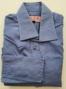 Thomas Pink Men's Shirt 15.5/36 (Solid Blue) French Cuff. Made In Thailand.  - Picture 1 of 11