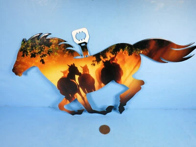 Arte de pared de acero Misty Morning Running Horse decoración de Next Innovations-interior/exterior Foto 1 de 2