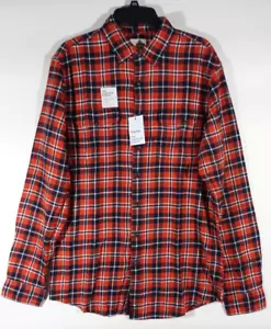 Big and Tall Sonoma Flannel Shirt Men LT Button Down Regular Fit Dark Orange NEW - Picture 1 of 7